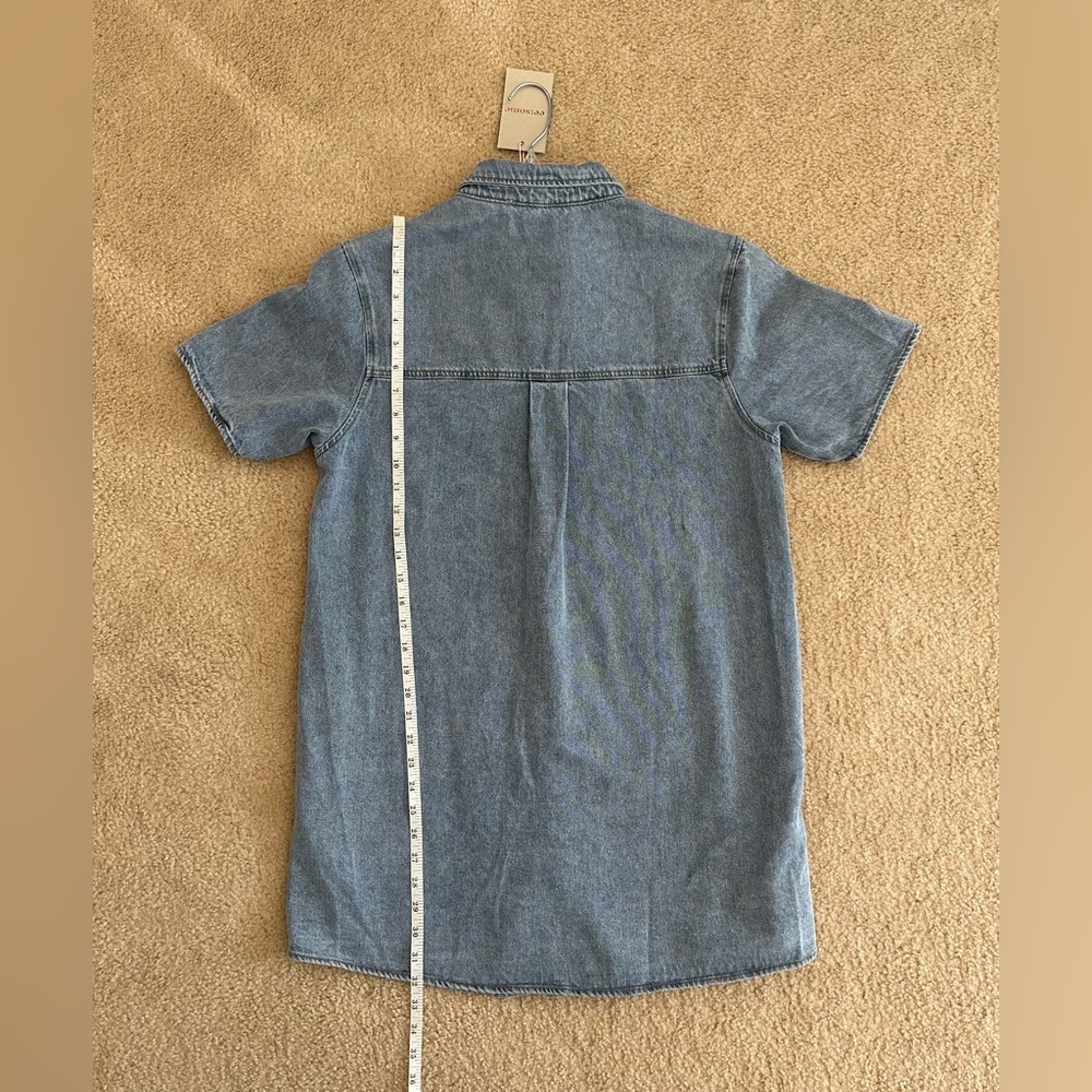 ee:some Denim Button Down Rodeo Western Dress Pockets Cotton NWT Small 8 10 - Picture 2 of 6